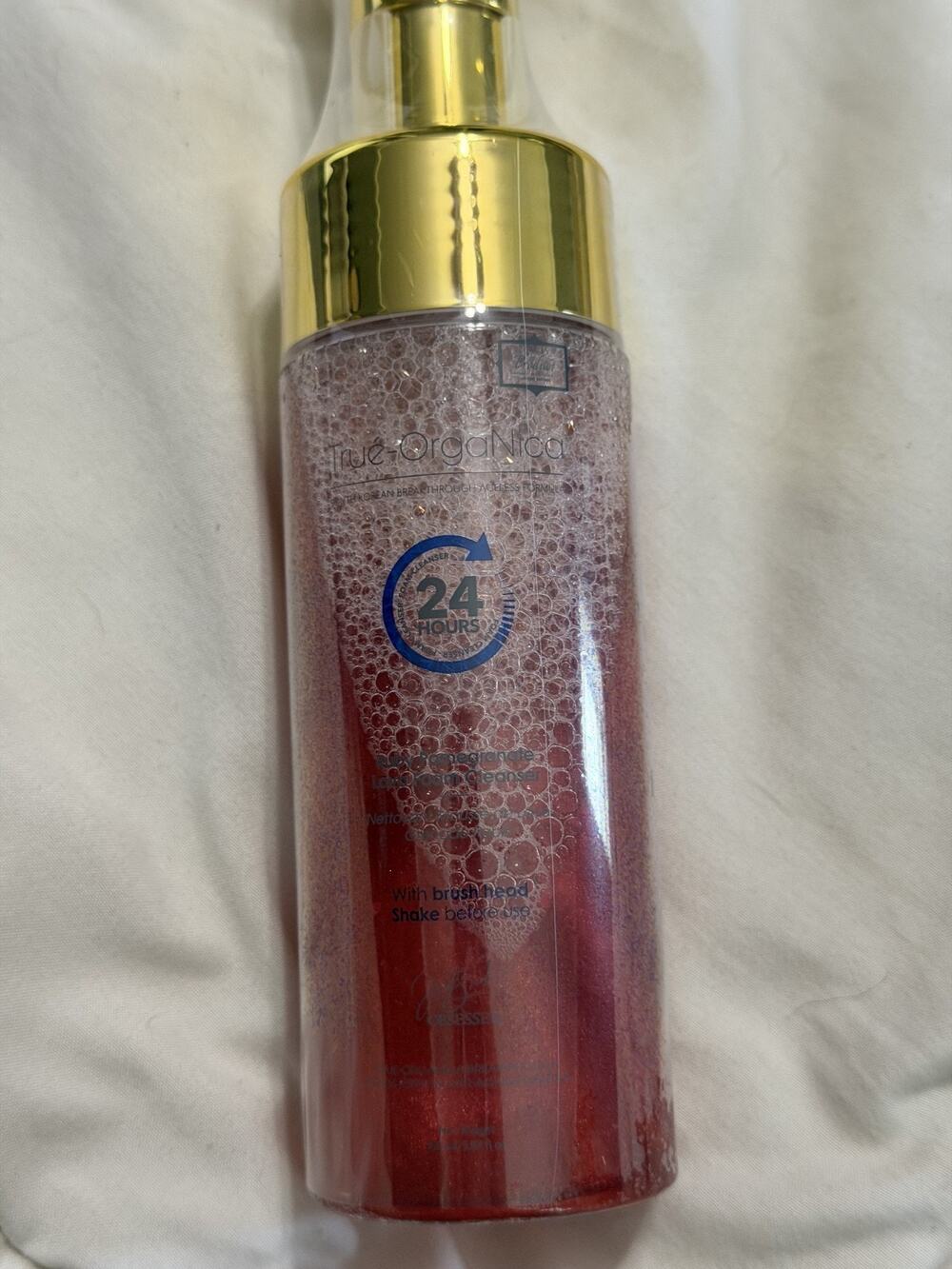 True Organics Ruby Pomegranate Lava Foam Cleanser w/ Silicone Brush Factory Seal